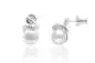 Preview: Eleganter Perlenohrstecker weiß rund 8.5-9 mm, Zirkoniabogen, Sicherheitsverschluss 925er Silber, Gaura Pearls, Estland